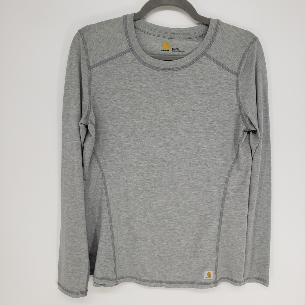Carhartt Force Long Sleeve Shirt Womens Small Heathered Gray Performance Top